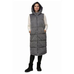 🖤 ONLY Charcoal Hooded Long Puffer Vest – XS